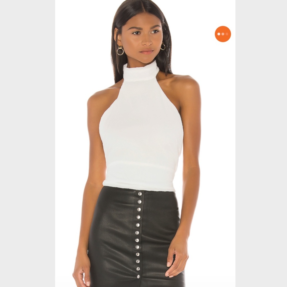 Mock neck open back with tie closure top